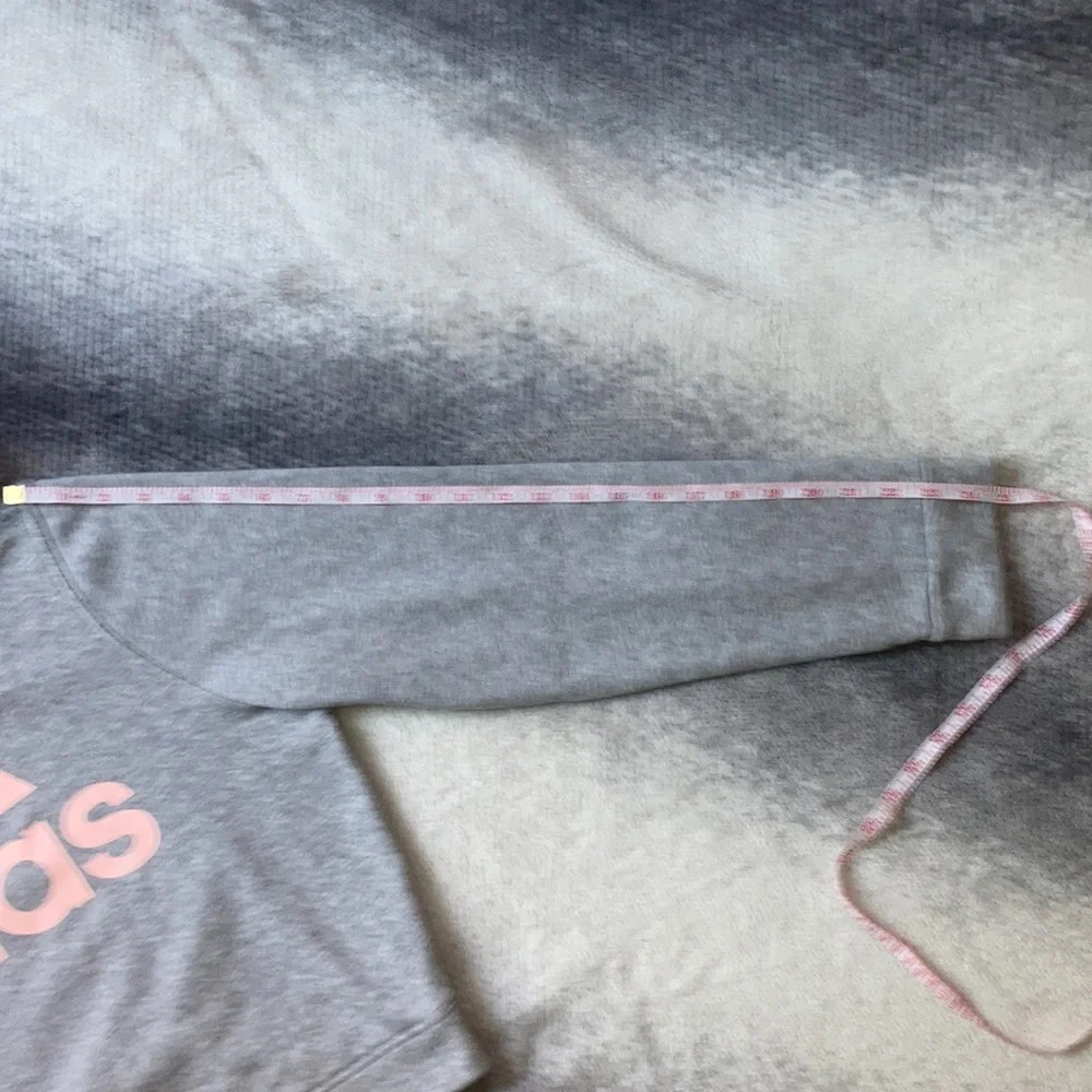 Adidas Gray & Pink Crop Top Hooded Sweatshirt Sz Youth XL - Picture 8 of 8